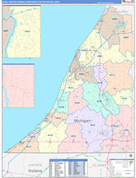 Niles-Benton Harbor Metro Area Wall Map Color Cast Style 2026